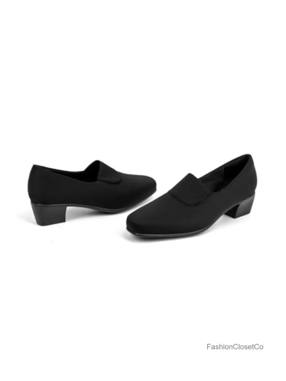Women's Orthopedic Pumps Low Block Heel Square Toe Stretch Comfortable Dress